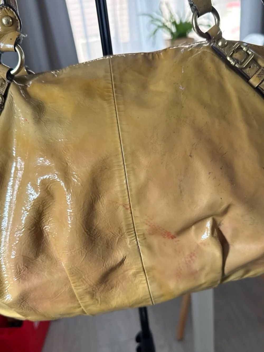 Vintage Coach bag Glossy Patent Leather Shoulder Bag in Mustard